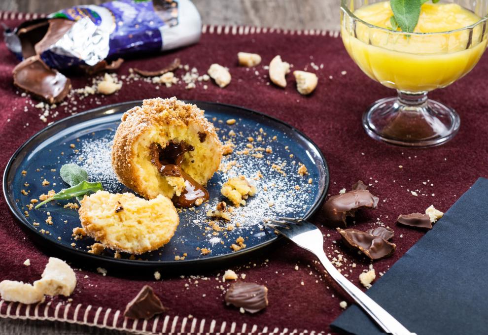 Topfenknödel mit flüssigem Schokokern 